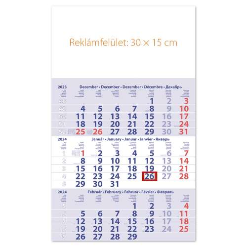 Speditionskalender1 Block 3 Monate primus club 300 x 480 mm blanko Kopfzeile dayliner 2023.