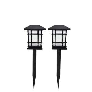 2db Zen Solar Powered Garden Light, black, set of 2, square design, solar panel on top - Nonbrand Solar lantern