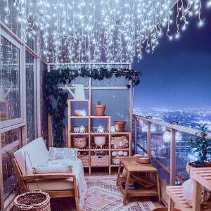 Eiszapfen LED Lichterkette, 8 Meter lang, kaltweiß, perfekt zum Dekorieren Ihres Hauses, Balkons oder Gartens - Nonbrand Lichterketten