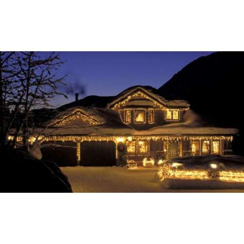 Christmas Icicle Light String, 188 LED lights, 8 m long, warm white