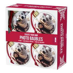 Shot2Go Gömb Alakú Fényképtartós Karácsonyfadísz, 4 db-os Csomagban