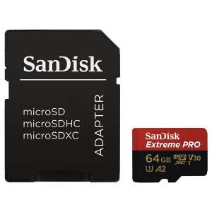 Pamäťová karta SanDisk Extreme Pro microSDXC 64GB s adaptérom, UHS-I, U3, A2, V30, rýchlosť čítania 200MB/s - Foto, video a optika