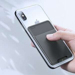 Baseus francia szürke szilikon kártyatartó telefonra rögzítve - Baseus