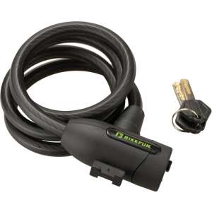 BikeFun Armor spirál lakat, 120 vagy 180 cm hosszú, fekete, kulcsokkal - Kerékpár zár