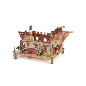 Fortul Piratilor Papo 60254, un set de joaca cu fort pirat pliabil cu figurine - Puzzle 3D