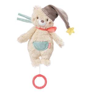 Fehn musical plush teddy bear with a hat, beige color, for babies - Stroller & Crib Toy
