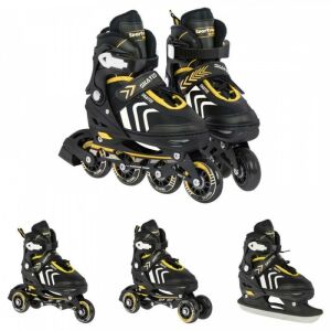 Colaj cu patinele SportTrike 4 în 1: configurații inline, cu trei roți, cu patru roți și patine de gheață - Patine cu role