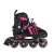 Side view of SportTrike inline skates, black and pink, size S (29-33), adjustable, ABEC-7 bearings, PU wheels