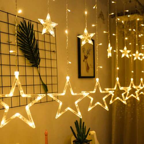 Star curtain lights, warm white, 3m x 1m, 8 modes, Christmas lights, fairy lights, string lights, LED lights, decoration