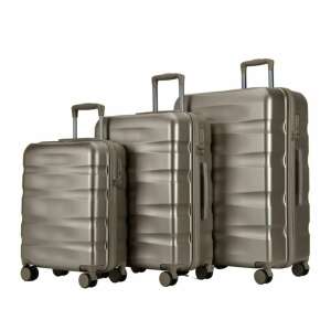 Set de 3 valize BONTOUR Wave, culoare șampanie, cu carcasă dură și roți duble - Valize și genți