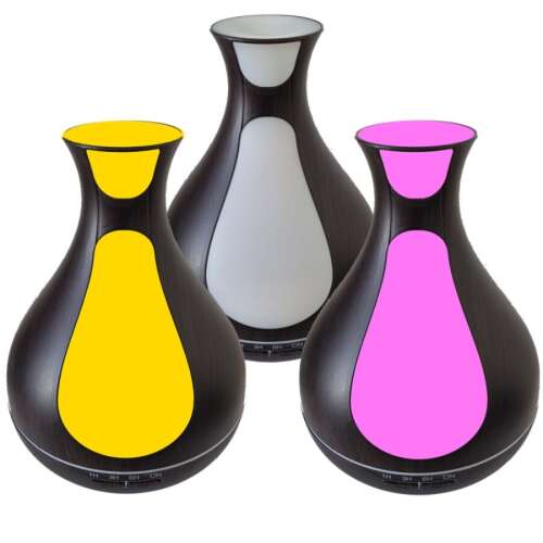 Fa Hatású Hekaté Aroma Diffúzor mit 7-farbigen LED-Licht, Dunkelbraun, 3 Farben: Gelb, Weiß, Rosa
