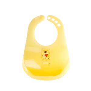 Slobă de plastic galben Canpol cu buzunar pentru bebeluși și copii mici, cu un design de urs - Bavete, șervețele pentru bebe și Fotolii suspendate