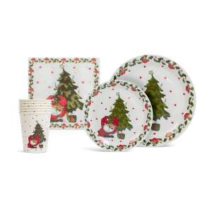 Karácsonyi papír teríték szett - Karácsonyfa - 12 tányér, 6 pohár, 20 szalvéta 46486527 Party teríték
