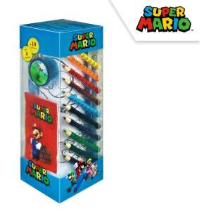 Super Mario Schreibwaren-Set, 35 Teile, enthält farbige Bleistifte, Filzstifte, Bleistift, Lineal, Radiergummi, Spitzer, Notizbuch, Malposter und Aufkleber - Schreibwaren-Sets