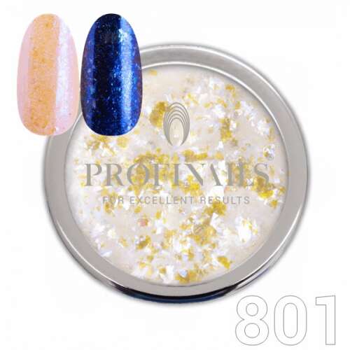 Profinails Holo Flakes Mirror Silver köröm csillám, 0,5g, No. 801, holografikus hatás, köröm díszítés - Körömdíszítő fólia