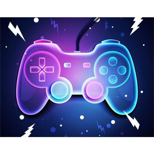 Gamer polár takaró neon gamepad mintával