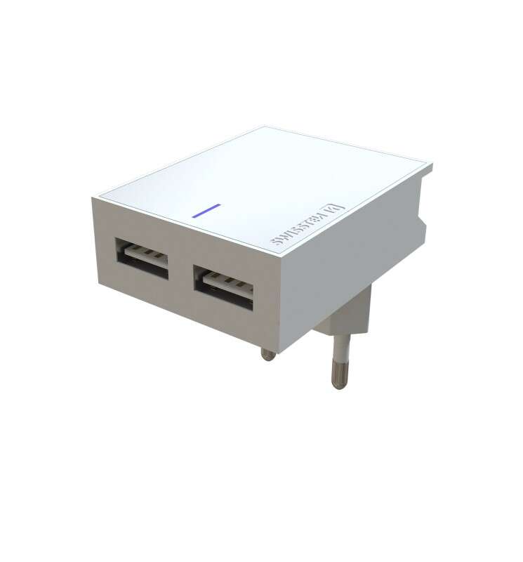 Adapter sieciowy Swissten do szybkiego ładowania, Smart IC, 2 porty USB, 3A, biały