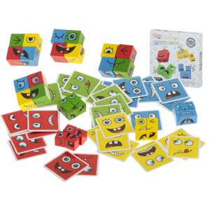Face Change Rubik's Cube game with 16 wooden blocks and 64 cards, for kids 36 months and up - Card Game