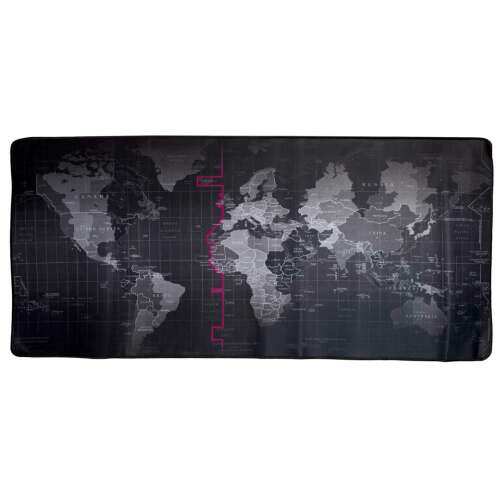Mousepad KIK, Model harta lumii, 40 x 90 cm, Negru