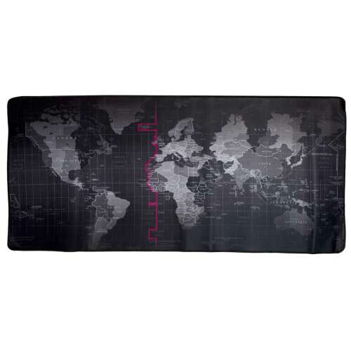 World map mousepad, XXL size, 40x90cm, black
