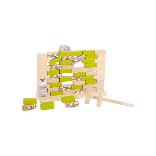 Joc Jenga din lemn Small Foot cu oi, un joc distractiv și educativ pentru copii
