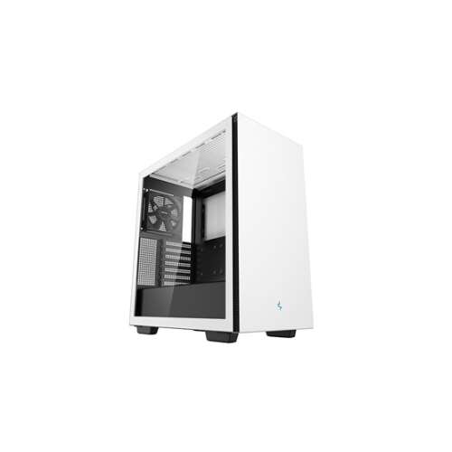 DeepCool CH510 WH számítógép ház, fehér, edzett üveg oldalsó panel, ferde nézet