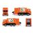 Lena Mercedes orange garbage truck toy, realistic functions, multiple views