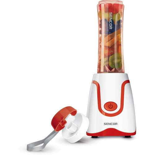 Sencor SBL 2114RD Smoothie Maker, roter und weißer Personalmixer mit To-Go-Becher, perfekt für die Zubereitung von Smoothies, Shakes und Babynahrung
