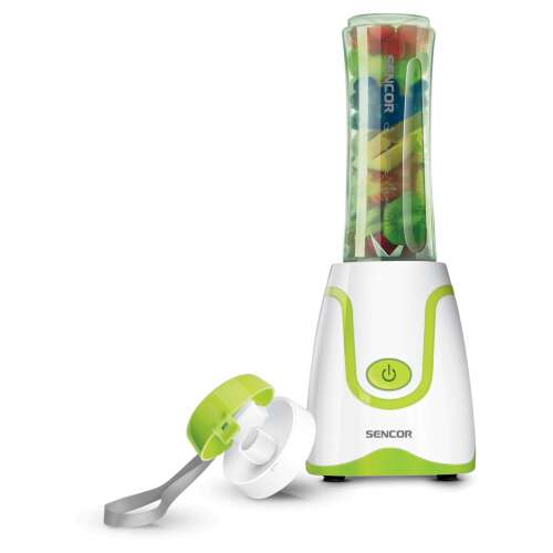 Blender pentru smoothie Sencor SBL 2111GR cu fructe și capac de călătorie