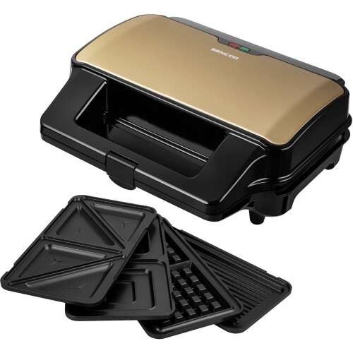 Sencor SSM 9977CH 4-in-1 Sandwich Maker with interchangeable plates for grilling, panini, and waffles