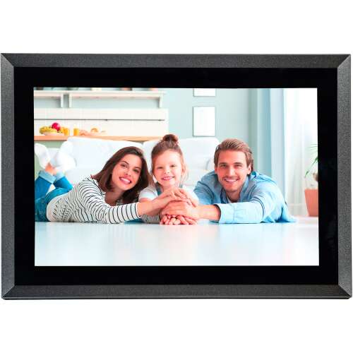 Sencor SDF 1091 B WIFI digital photo frame displaying a family photo