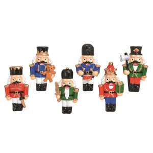 Sada 6 farebných figúrok orechového zlomu, ideálna na vianočné dekorácie - Magnety na chladničku