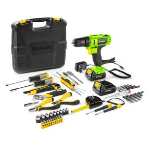 Sada akumulátorovej vŕtačky a skrutkovača Fieldmann FDV 10205-51AR s 51 dielmi, vrátane dvoch batérií, v kufríku - Vŕtačky a skrutkovače