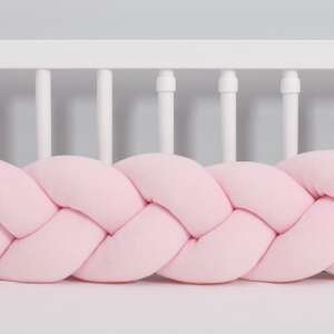 Fonott Rácsvédő #rózsaszín, pink braided crib bumper, baby crib bumper, soft crib bumper, baby safety, crib safety, baby bed bumper, crib bumper for baby, crib bumper for girls - Bumper & Crib Liner