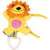 Yellow musical lion plush toy for babies, with a clip to attach to strollers, cribs, and car seats