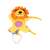 Yellow musical lion plush toy for babies, with a clip to attach to a stroller or crib