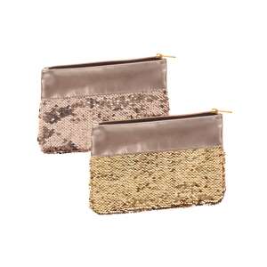Flitteres Geldbörse - goldfarben, goldene Pailletten Clutch, zwei Taschen - Starpak