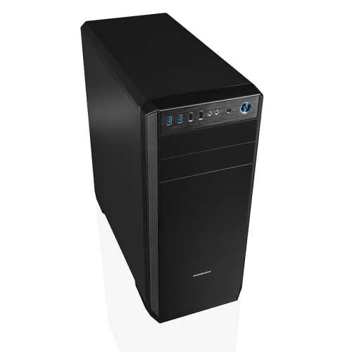 Modecom Oberon Pro Midi Tower számítógép ház, fekete, ferde nézet