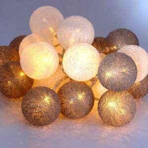 Iris 20 LED pamutgolyó fényfüzér, meleg fehér, 3m, szürke és fehér - Iris