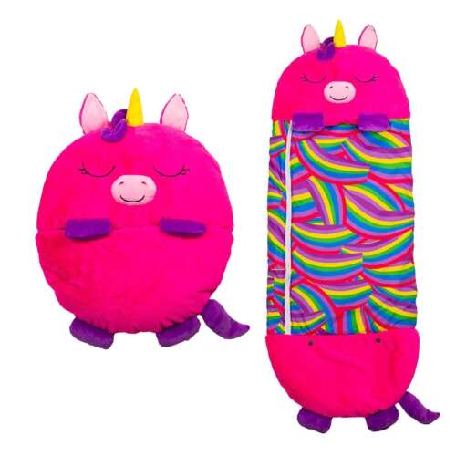 Happy Nappers 2-in-1 Unicorn Sleeping Bag and Pillow, pink, folds into a pillow, perfect for sleepovers
