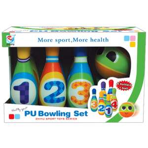 Set de bowling PU Zhiyu, 6 sticle și 1 minge, colorat, numerotat, moale, pentru copii, joc de interior și exterior - Jucarii pentru activitati in aer liber