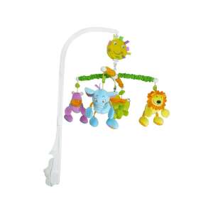 Dschungelfreunde Baby-Mobile für das Kinderbett mit Aufziehmechanismus, mit Sonne, Elefant, Nilpferd, Löwe und Krokodil - Mobile mit Musik / mit Bildern