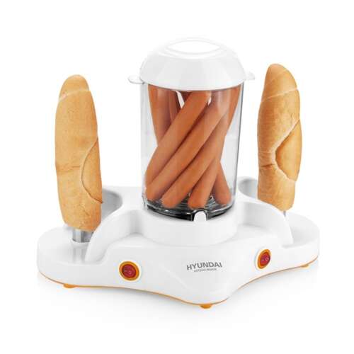 Hyundai Hot Dog Maker HDM120, бял уред за приготвяне на хотдог с 12 хотдога и 3 кифли