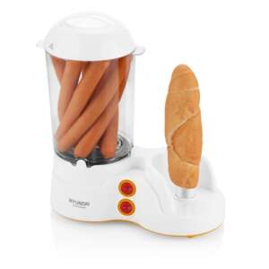 Hyundai Hot-dog készítő HDM110, bijeli hot dog maker s prozirnim spremnikom, za 12 kobasica, grijač za pecivo i dva gumba - Hyundai