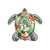 Intex 57555 Inflatable Turtle Ride-On, 191 x 170 cm, green with floral design, top view