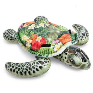 Intex 57555 Inflatable Turtle Ride-On, 191 x 170 cm, green with floral design - Pool and Beach Toy