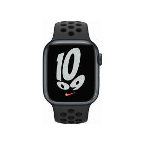 Apple Watch Nike S7 GPS-es (41mm) éjfekete alumínium tok, fekete szilikon Nike sportszíjas okosóra 47070247 Nike