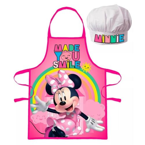 Disney Minnie Mouse pink apron and chef hat set for kids