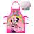 Disney Minnie Mouse Kids Apron and Chef Hat Set, pink apron with Minnie Mouse design, white chef hat with Minnie Mouse logo