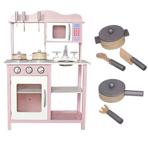 Pepita Bucătărie din lemn pentru joacă cu accesorii #pink-white 47203522